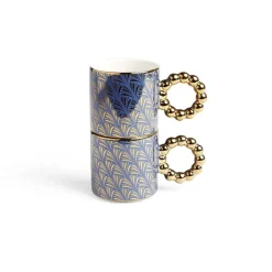 Lot de 2 mugs 30cl design chic bleu foncé et doré^Gifi Sale