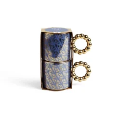 Lot de 2 mugs 30cl design chic bleu foncé et doré^Gifi Sale