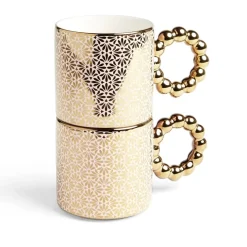 Lot de 2 mugs 30cl design chic rose et doré^Gifi Discount