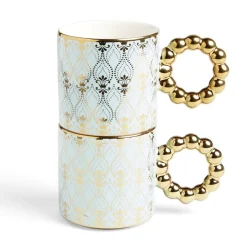 Lot de 2 mugs 30cl design chic bleu clair et doré^Gifi New