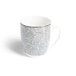 Lot de 4 mugs 200ml porcelaine Ø8,8x10,4cm noir et blanc^Gifi Best