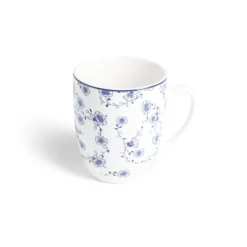 Lot de 4 mugs 200ml porcelaine Ø8,8x10,4cm bleu et blanc^Gifi Sale