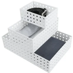 Rangement|Gifi Lot de 3 panières de rangement blanche