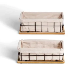 Rangement|Gifi Lot de 2 panières métal et bois