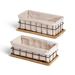 Rangement|Gifi Lot de 2 panières métal et bois