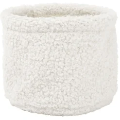 Rangement|Gifi Lot de 3 panières rondes effet laine bouclée polyester blanc