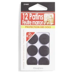 Outlet Gifi Lot de 12 patins en feutre adhésif marron - Ø22 mm