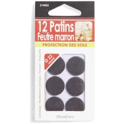 Outlet Gifi Lot de 12 patins en feutre adhésif marron - Ø22 mm