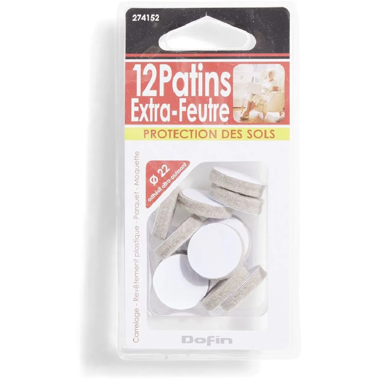 New Gifi Lot de 12 patins en feutre adhésif ultra puissant beige - Ø22 mm