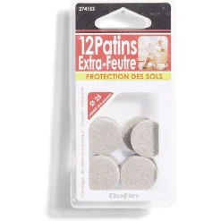 Gifi Lot de 12 patins en feutre adhésif ultra puissant beige - Ø25 mm