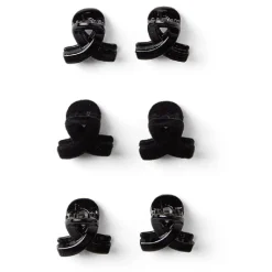 Discount Gifi Lot de 6 pinces à cheveux effet noué plastique noir brillant 2cm