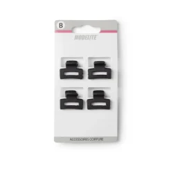 Clearance Gifi Lot de 4 pinces à cheveux plastique noir mat 2cm