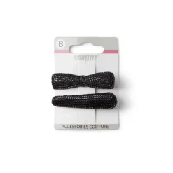 Discount Gifi Lot de 2 pinces à cheveux plates crocodile à strass noir