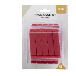 Lot de 20 pinces à sachet plastique rouge^Gifi Outlet