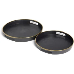 Lot de 2 plateaux Ø29cm et Ø36cm plastique noir^Gifi Online