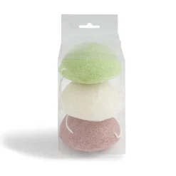 Best Gifi Lot de 3 éponges konjac coeur vert beige marron