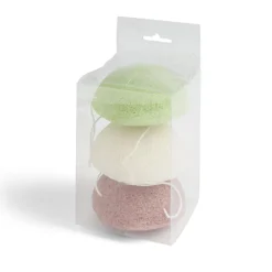 Best Gifi Lot de 3 éponges konjac coeur vert beige marron