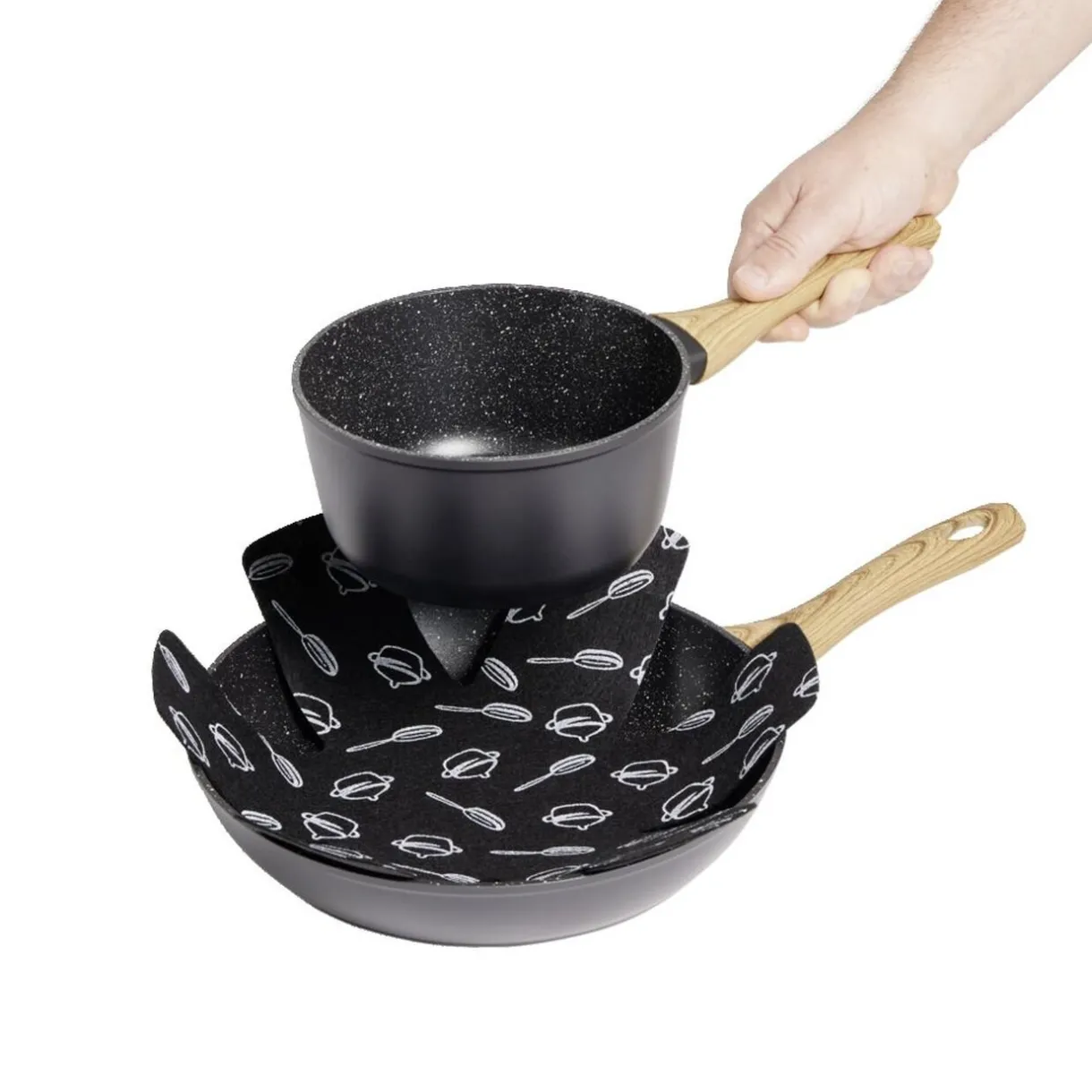 Lot de 3 protège-poêles Ø38cm polyester noir ou gris^Gifi