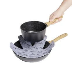 Lot de 3 protège-poêles Ø38cm polyester noir ou gris^Gifi