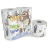 Gifi Lot de 4 rouleaux de papier toilette motif paresseux 200 feuilles à 3 plis