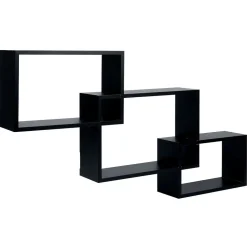 Rangement|Gifi Lot de 3 étagères rectangulaires en bois noir