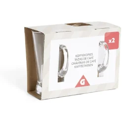 Lot de 2 tasses à café 170ml verre transparent^Gifi Discount