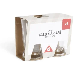 Lot de 2 tasses à café 170ml verre transparent^Gifi Discount