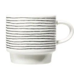 Lot de 4 tasses empilables 20cl porcelaine blanc et noir avec support métal^Gifi Best