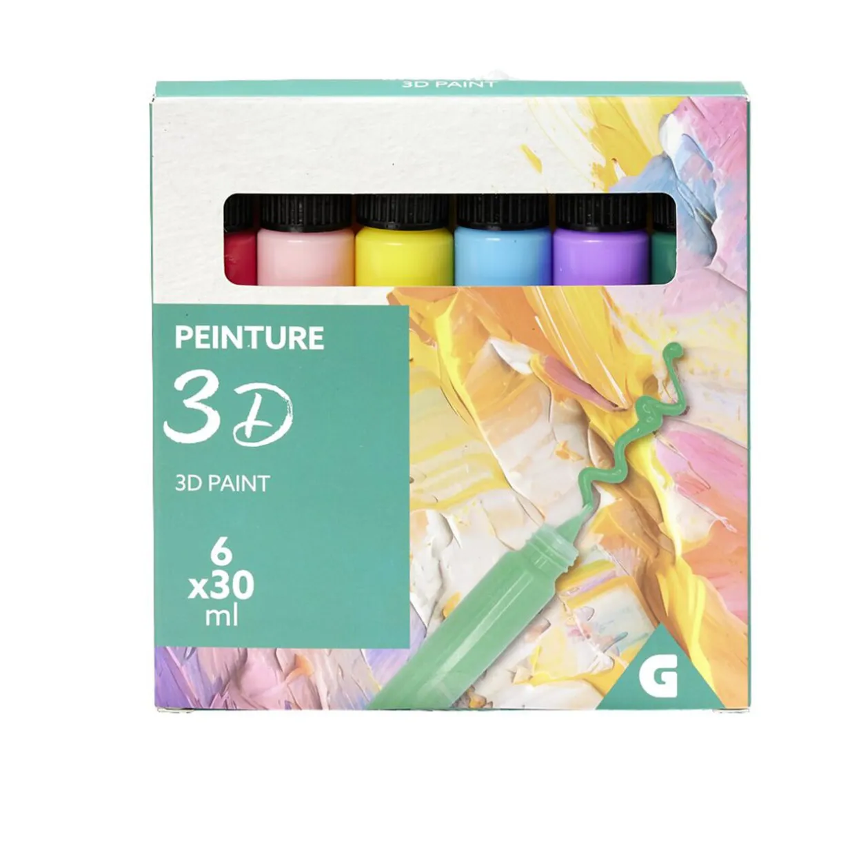 Gifi Lot de 6 tubes de peinture 3D acrylique 30ml