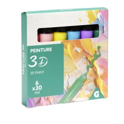 Gifi Lot de 6 tubes de peinture 3D acrylique 30ml