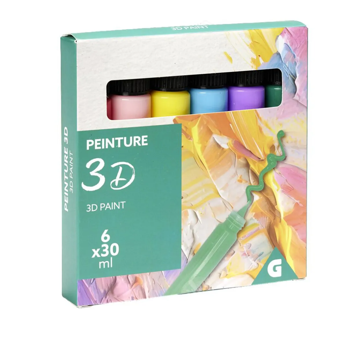 Gifi Lot de 6 tubes de peinture 3D acrylique 30ml