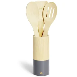 Lot de 4 ustensiles de cuisine dans pot en bambou^Gifi Hot