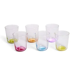 Lot de 6 verres 31cl transparents avec fond coloré^Gifi Clearance