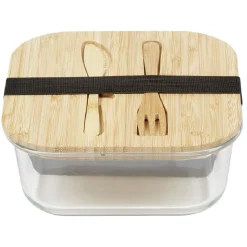Luchbox avec couverts bambou et verre 1,1 L^Gifi Outlet
