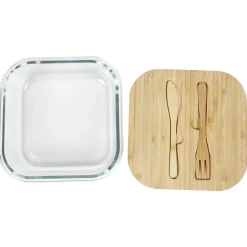 Luchbox avec couverts bambou et verre 1,1 L^Gifi Outlet