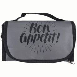 Lunch bag réfrigérant gris et noir inscription Bon Appétit !^Gifi Discount