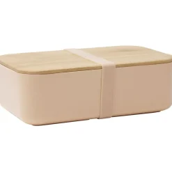 Lunchbox en plastique avec couvercle bambou +sangle silicone 900 ml^Gifi Online