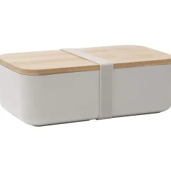 Lunchbox en plastique avec couvercle bambou +sangle silicone 900 ml^Gifi Online
