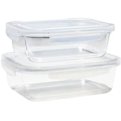 Lunchbox en verre x2 avec couvercle 640ml et 1,05L^Gifi Clearance