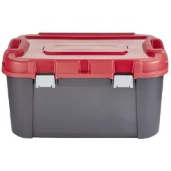 Rangement|Gifi Malle de rangement clips à roulettes Keter Totem noire et rouge 140L