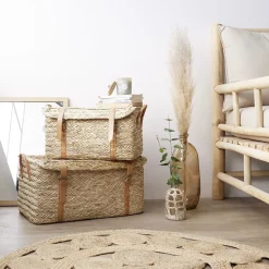 Rangement|Gifi Malle en jute naturelle avec sangles 52x31xH25 cm - TISSIA
