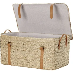 Rangement|Gifi Malle en jute naturelle avec sangles 52x31xH25 cm - TISSIA