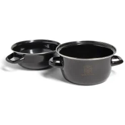 Marmite à moules avec couvercle acier noir Ø18xH16,5cm^Gifi Discount