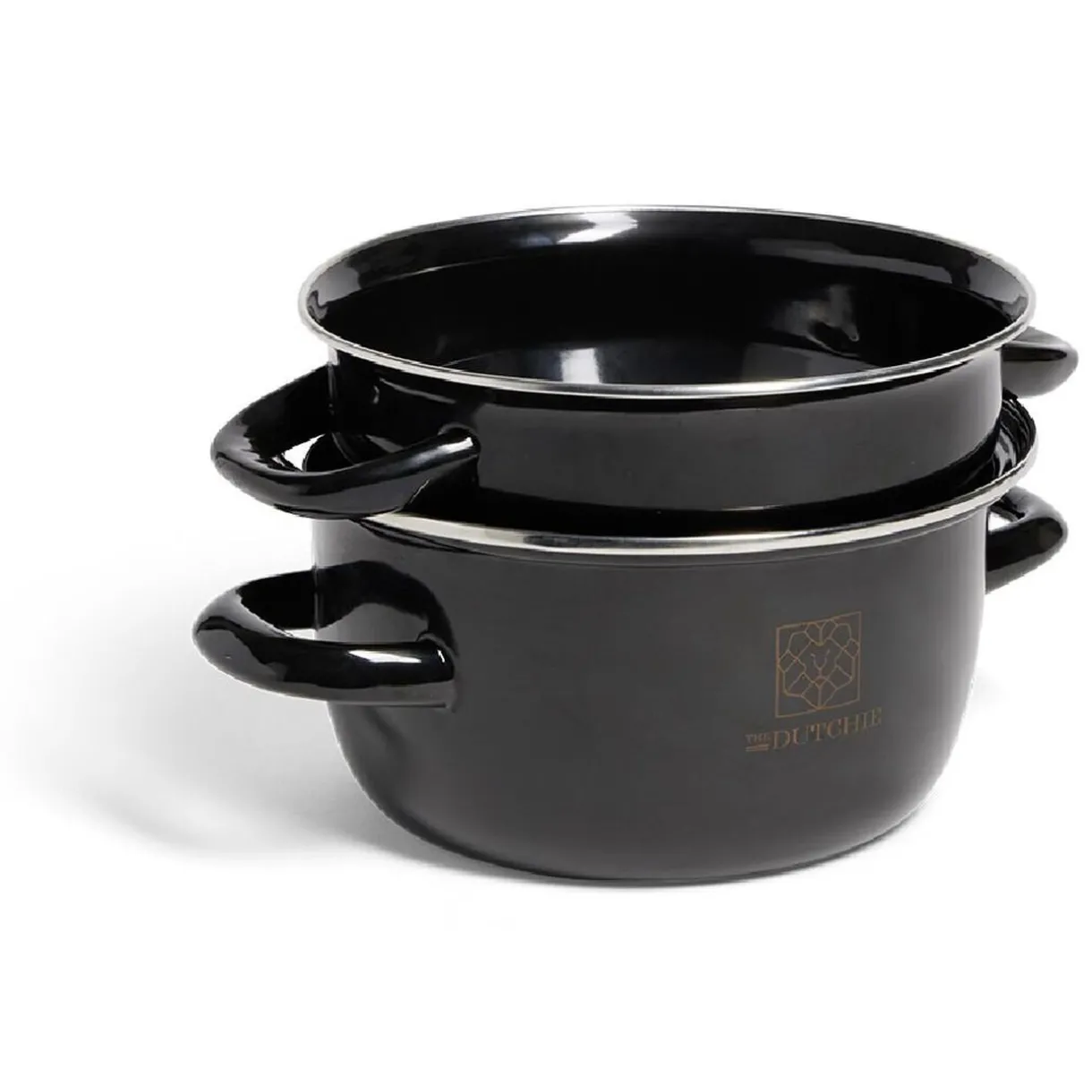 Marmite à moules avec couvercle acier noir Ø18xH16,5cm^Gifi Discount