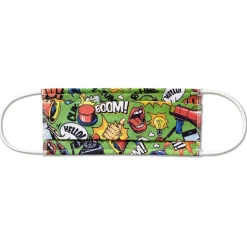 Sale Gifi Masque lavable enfant AFNOR UNS1 motifs comics en tissu vert et rouge