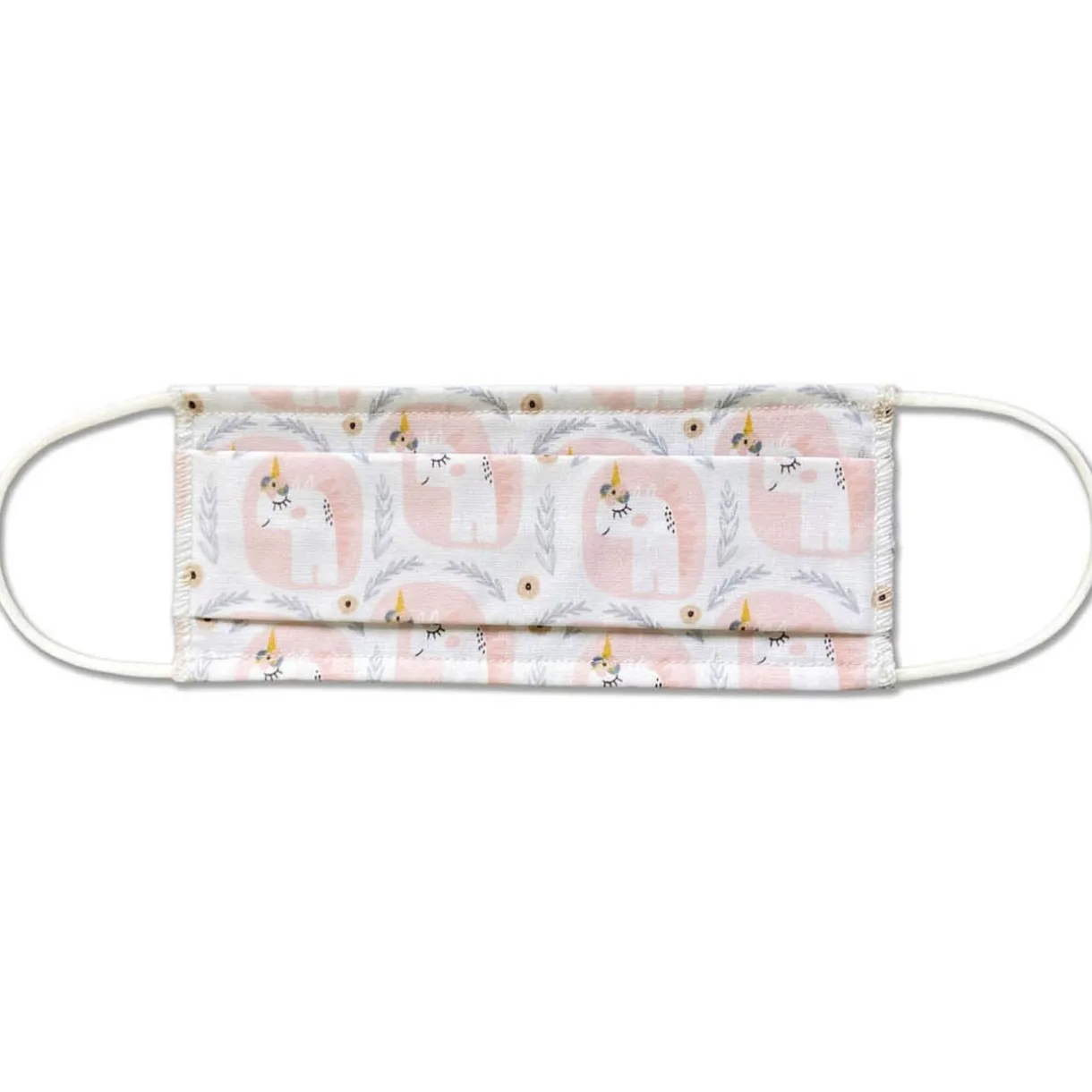 Best Gifi Masque lavable enfant AFNOR UNS1 motif licorne en tissu blanc et rose