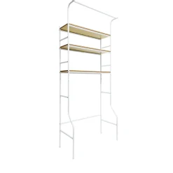 Rangement|Gifi Meuble buanderie métal bois blanc et naturel 3 niveaux