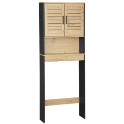 Discount Gifi Meuble contour de WC naturel et noir 58,5x19xH160 cm - Richmond