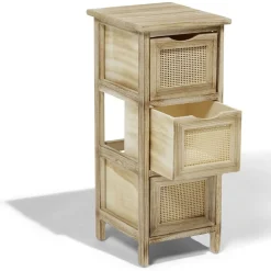 Rangement|Gifi Meuble d'appoint Salomé 3 panières bois et métal 26xH63x30cm