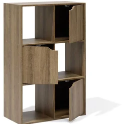 Rangement|Gifi Meuble de rangement Adam 6 cases Marron 60x29,8xH90 cm